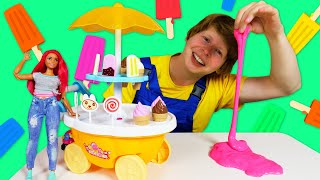 Барби и сломанная Тележка с мороженным - Игры для детей в куклы. Чиним игрушки!