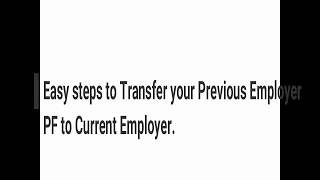 Pf Transfer Online From Your Previous Employer To Current Employer