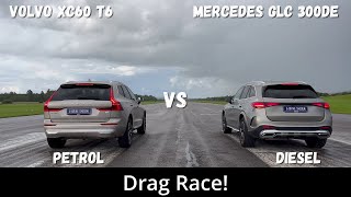 2023 Volvo XC60 T6 Recharge 350hp vs 2023 Mercedes GLC 300de 333hp | Drag Race | 4K