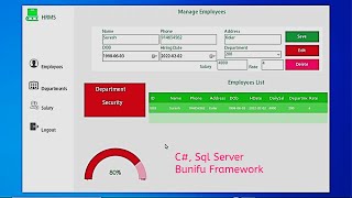 Human Resources Management System Using C#, SQL Server and Bunifu Framework