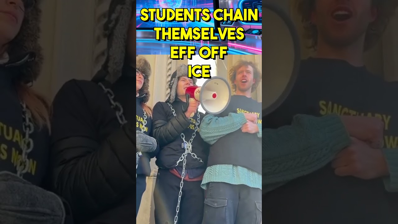К чёрту лёд! Студенты сами себя приковывают цепями.