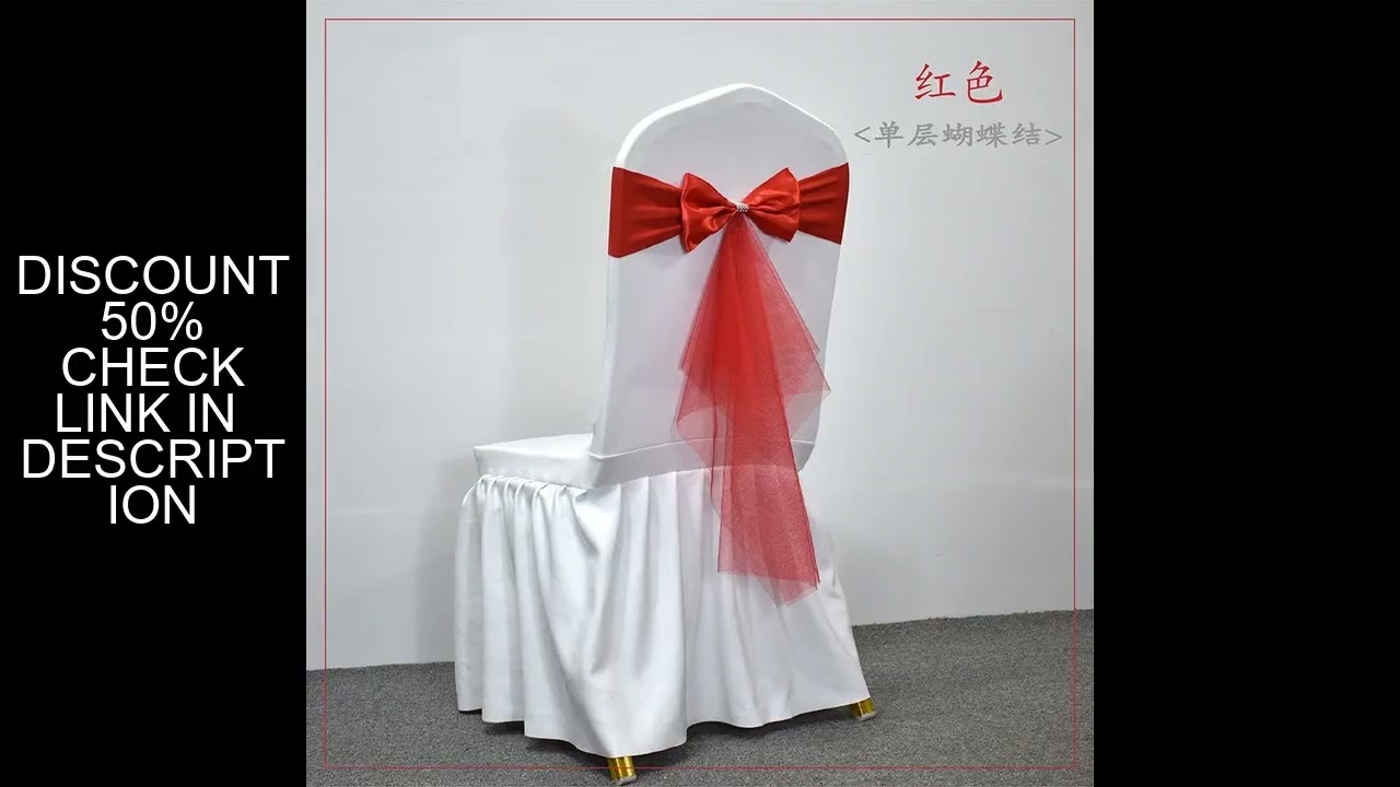 10 50pcs Spandex Chair Sashes with Gauze Wedding Lycra Chair Band Stretch Chair Bows For Banquet Par