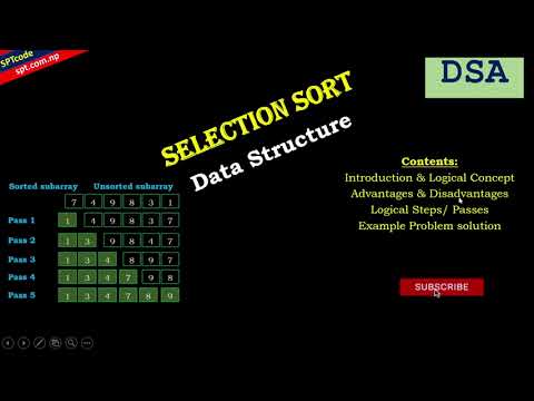 SELECTION sort in DSA | animated logic of Working principle with example | code, in Nepali