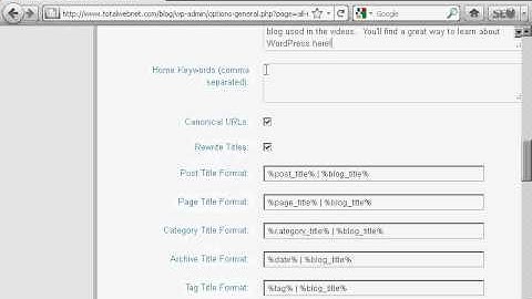 Video 27 - How to Install and Use the All-In-One SEO Plugin.avi