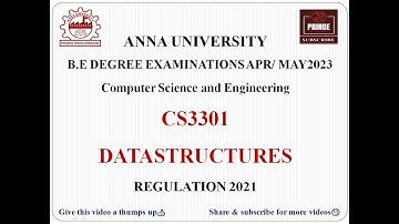CS3301 DATASTRUCTURES | ANNA UNIVERSITY QUESTION PAPER APR/MAY 2023