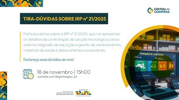 Abertura de Intenção de Registro de Preço  |  Projeto Farmácia Virtual