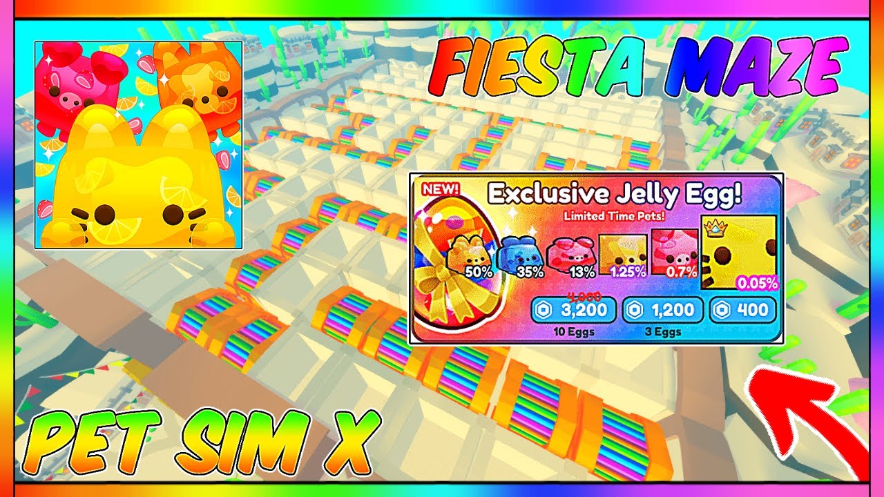 BIG Games on X: 🍓 Squishy JELLY pets in #PetSimulatorX! 🎉 Cinco de Mayo  fiesta continues! New maze event, pets, huge, and eggs! 🎮 Play:   ✨ Changes:    / X