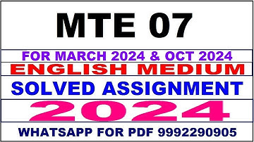 mte 7 solved assignment 2024 | mte 7 solved assignment in english 2023-24 | mte 7 2024