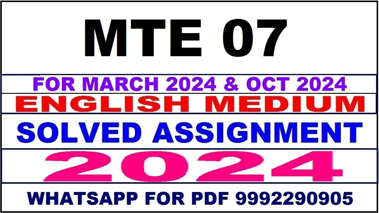 mte 7 solved assignment 2024 | mte 7 solved assignment in english 2023-24 | mte 7 2024