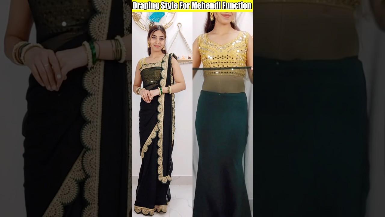“MEHENDI SPECIAL”Drape Your Green Border Saree In Beautiful Style|