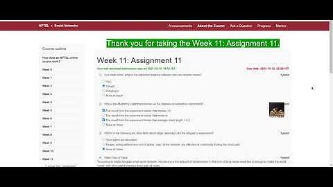 NPTEL : Social Networks | Week 11 Assignment 11 - Solutions with proofs (100% correct)