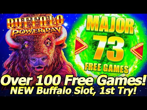 BIG WIN! NEW Buffalo Power Pay slot! 73 MAJOR Free Games becomes over 100 at the Palms in Las Vegas!