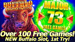 BIG WIN! NEW Buffalo Power Pay slot! 73 MAJOR Free Games becomes over 100 at the Palms in Las Vegas!