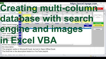 Creating a program multi column database with search engine and images in Excel VBA   yyy