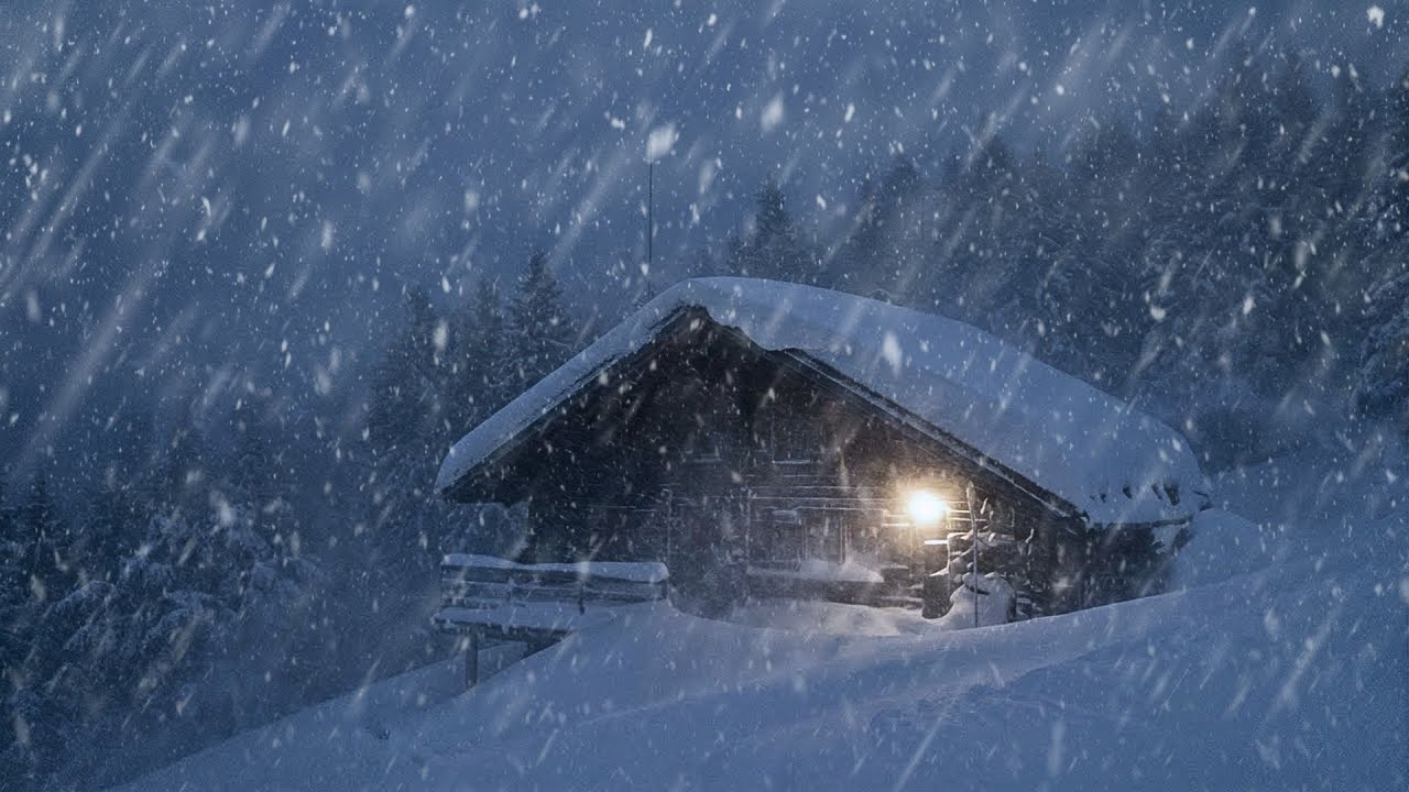 Lonely Cabin in the Blizzard ❄️ Blizzard Sounds for Sleeping & Deep Relaxation