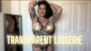 4K NO PASTIES Transparent Lingerie Bodysuit | Mature TryOn Mirror View See Through | 40+ Mom Body