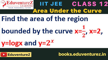 Find the area of the region bounded by the curve x=1/2, x=2, y=logx and y=2^x. Class 12 IIT JEE Eduv