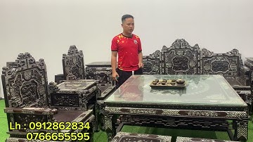 bàn ăn louis khảm ốc , tủ bầy đồ , khay trà , tranh đĩa khảm ốc .