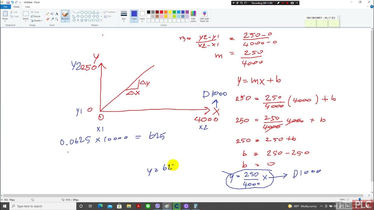 How to calculate Linear Equation y=mx+b on PLC YouTube
