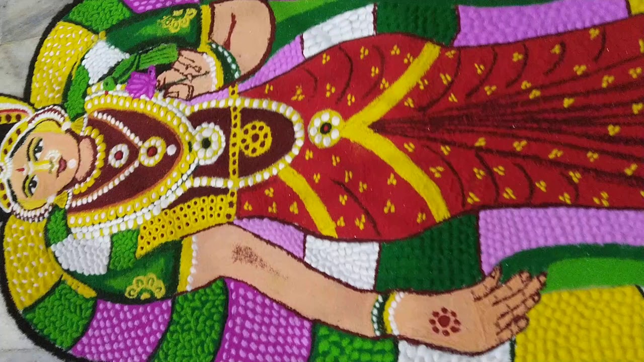 Andal rangoli by Sudha Dev - YouTube