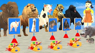 Cow Elephant Lion Gorilla Tiger T Rex Choose The Right Draw Image 5 Challenge Animals Game