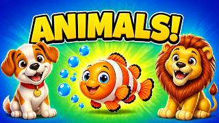 Animals for Kids 🐶🐯🐟 | Learn Sea, Baby, Farm &amp; Wild Animals | Names &amp; Sounds