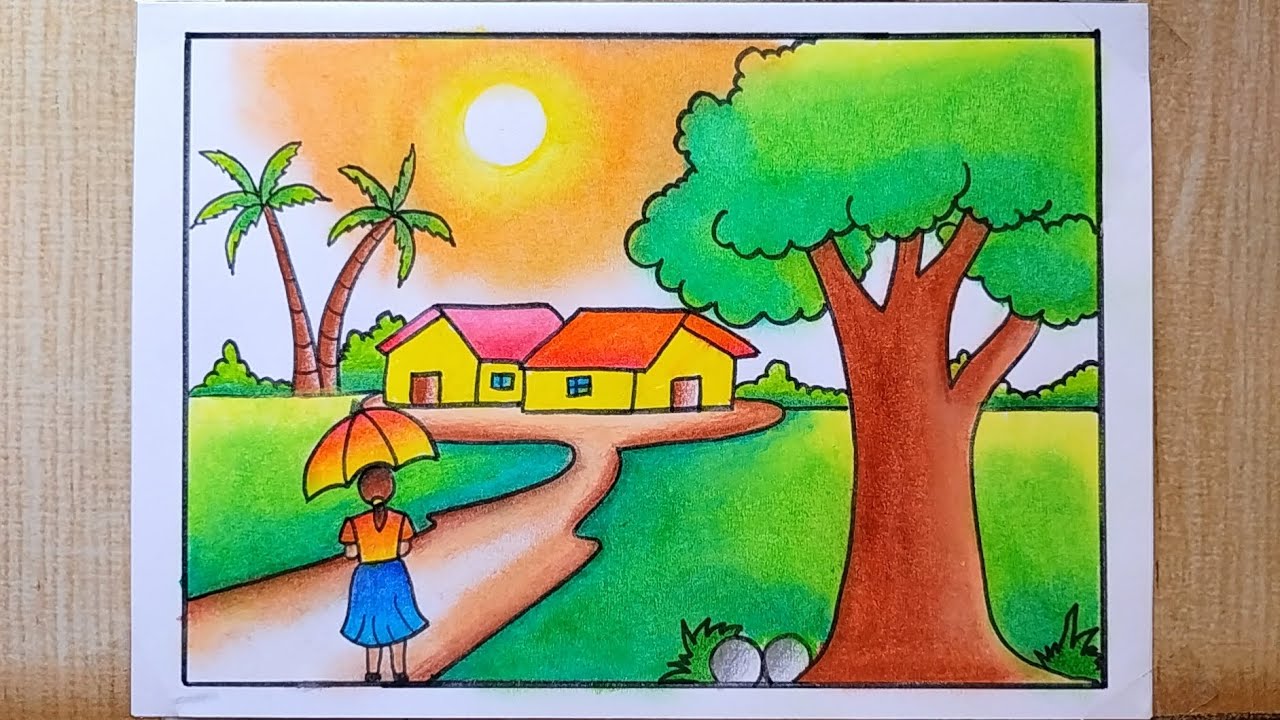 summer scenery | Summer season drawing, Summer drawings, Art drawings for  kids-saigonsouth.com.vn