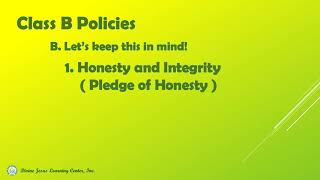 Grade 8 - Part 2  Student Orientation Class B Policies