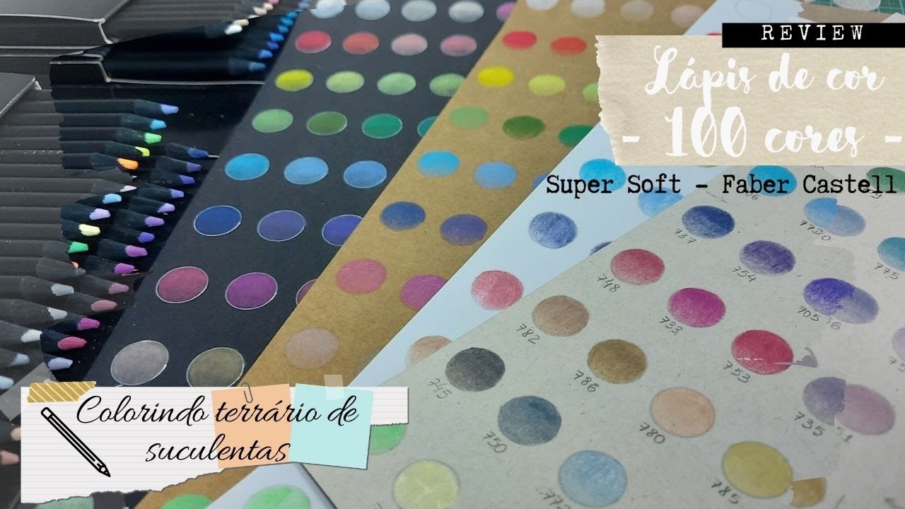 Lápis de cor Super Soft 100 cores Faber Castell | Como colorir terrário de  suculentas - YouTube