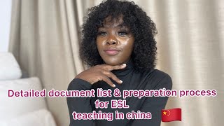 Detailed document list and preparation process for ESL teaching in China/SA YouTuber in China.