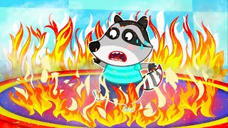Raccoon Plays With Hot And Cold Trampoline - Learn Kids Safety Tips | Kids Cartoon @RaccoonsFunny