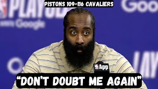 James Harden GOES OFF on his HATERS after CLUTCH win - Post Game Interview - Pistons vs Cavaliers