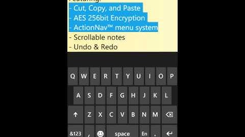 Copy and Paste in Notes Pro for Windows Phone 7