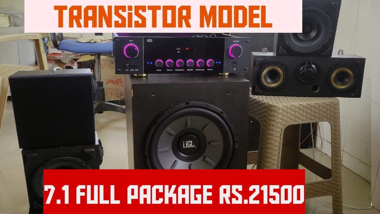 Budget 7.1 Transistor model amplifier with 12 inch sub and 6 inch ...