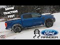 Ford ranger 4x4 snow traction test  2wd 4wd diff lock and terrain management system