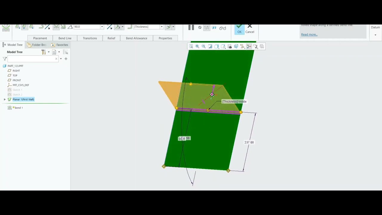 Creo parametric sheet metal bend / Creo parametric sheet metal bend