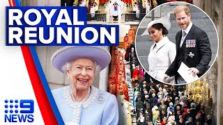 Harry and Meghan demoted to second row of Queen’s Jubilee service | 9 News Australia