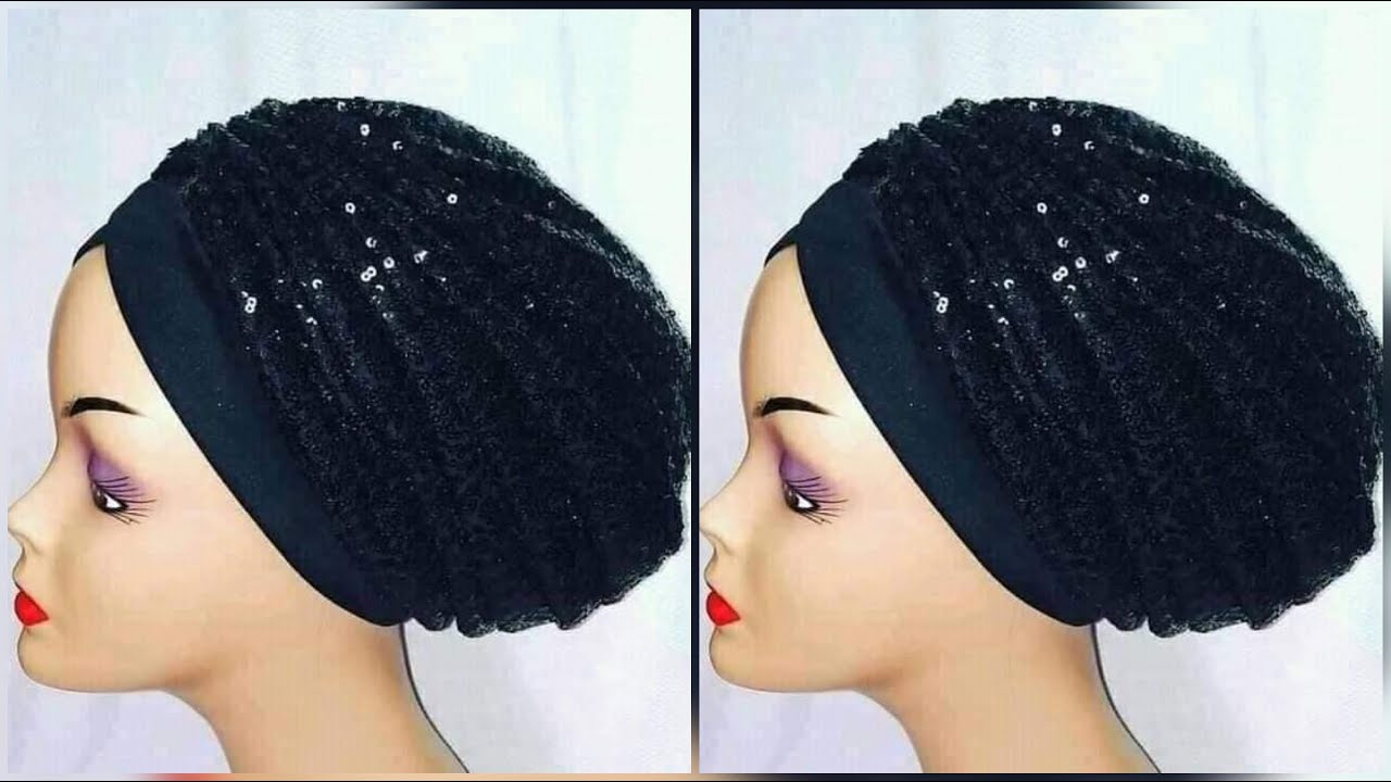 Тюрбан-шапка со сборками и плиссировкой из пайеток