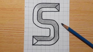 Simple 3d Drawing Letter S /How To Draw Capital Alphabet Easy For Beginners #shorts