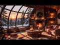 Cozy Winter Cabin Jazz ❄️ Smooth Relaxing Jazz Music with Fireplace Warmth for Calm & Comfort