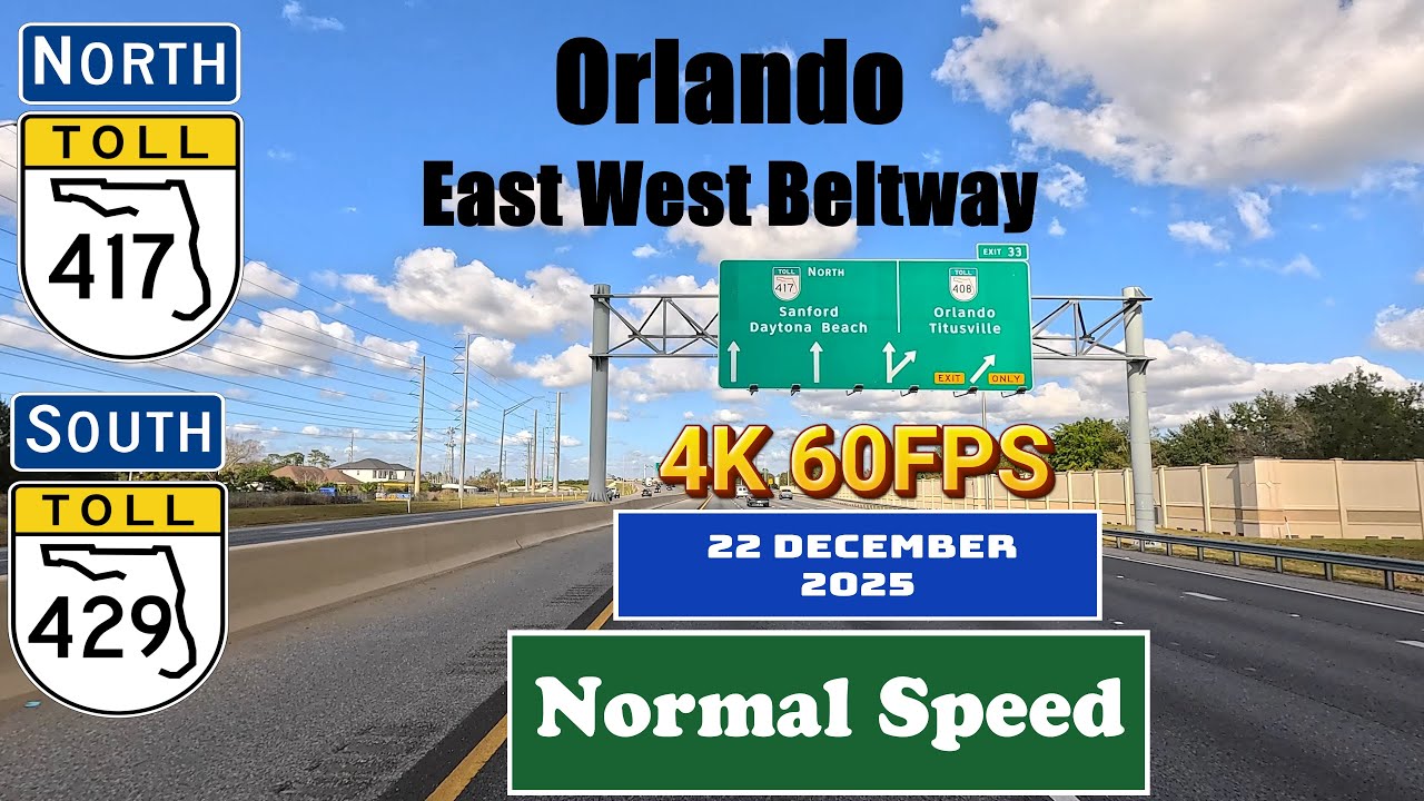 4K Orlando East West Beltway. SR 417 & SR 429. Florida