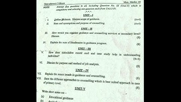 Prev year ques paper Panjab University b.ed Sem 4            F4.2 Guidance and Counselling