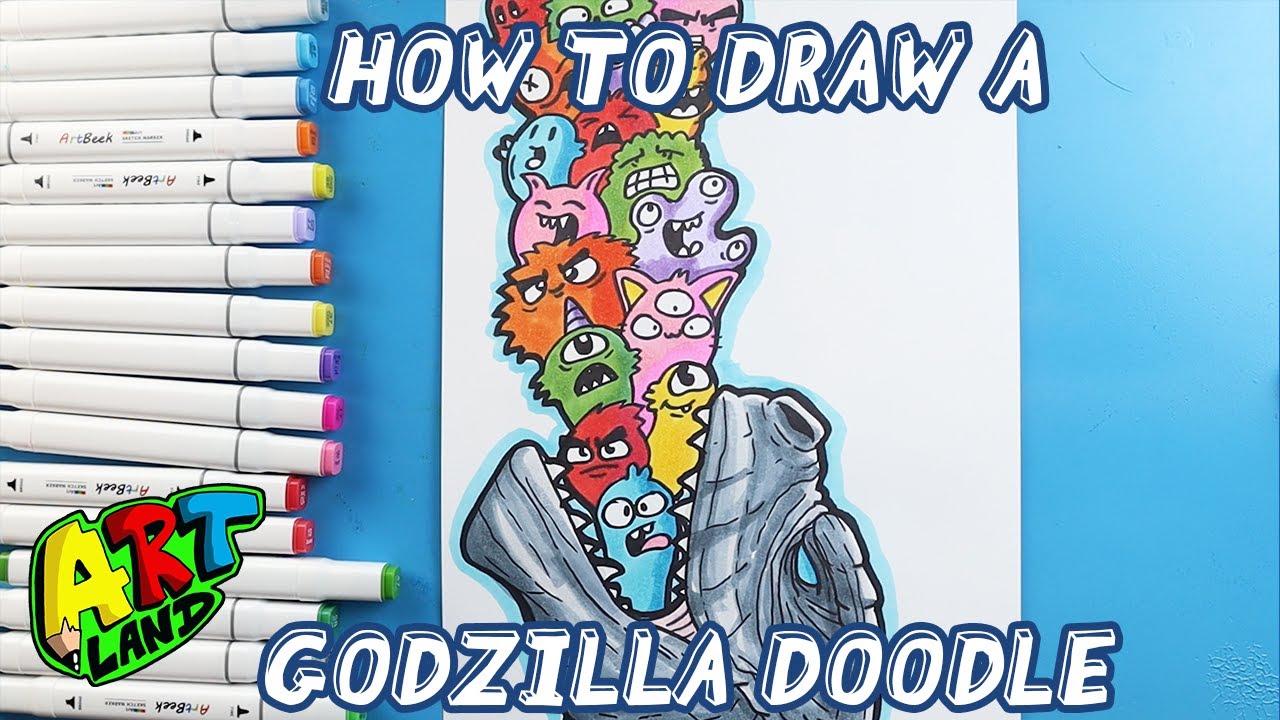 How do you draw a Godzilla doodle?