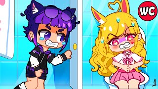 Senpai! I Can't Hold Longer!! | Awkward Moments In The Bathroom | Gacha Life | Clap! Snap!