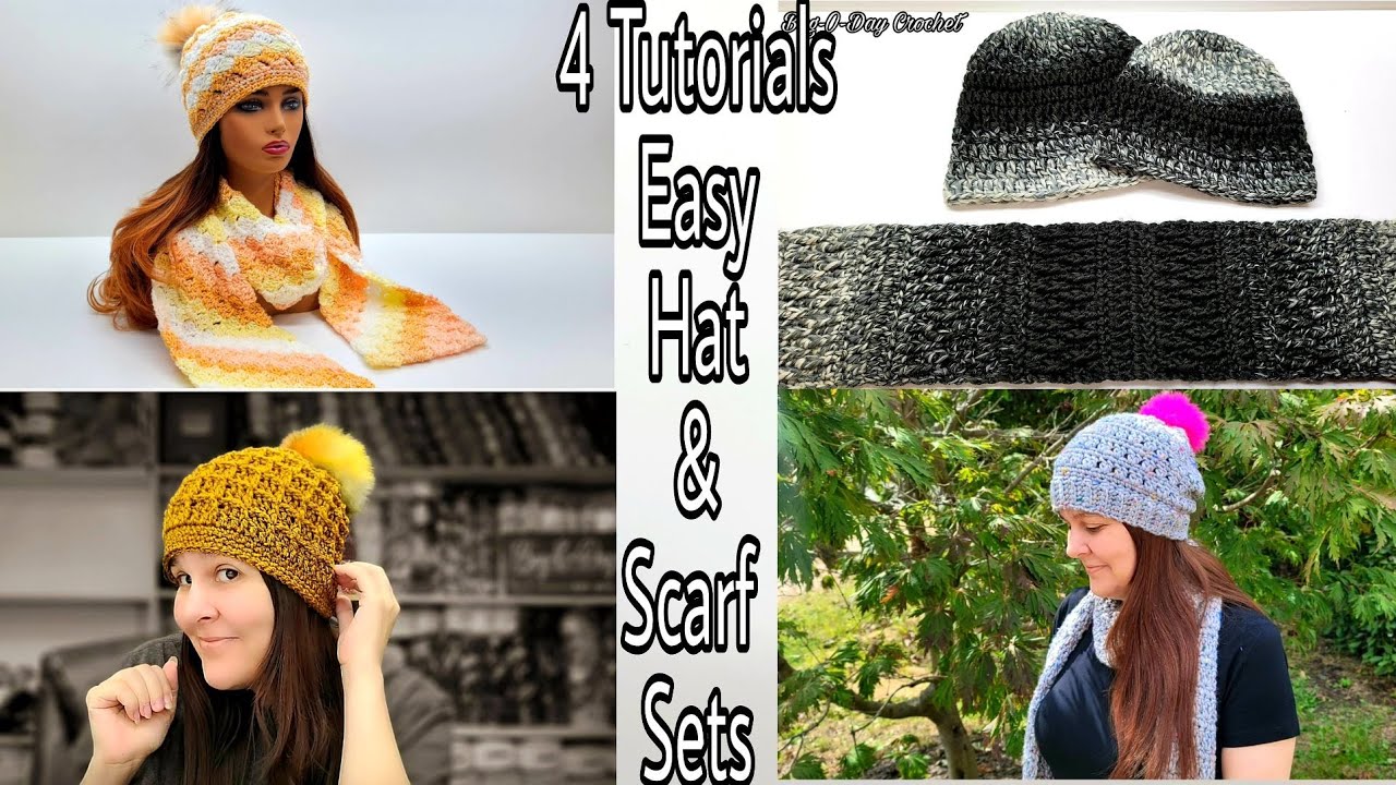 Marlo Hat + Scarf, free beginner crochet hat and scarf set - TL