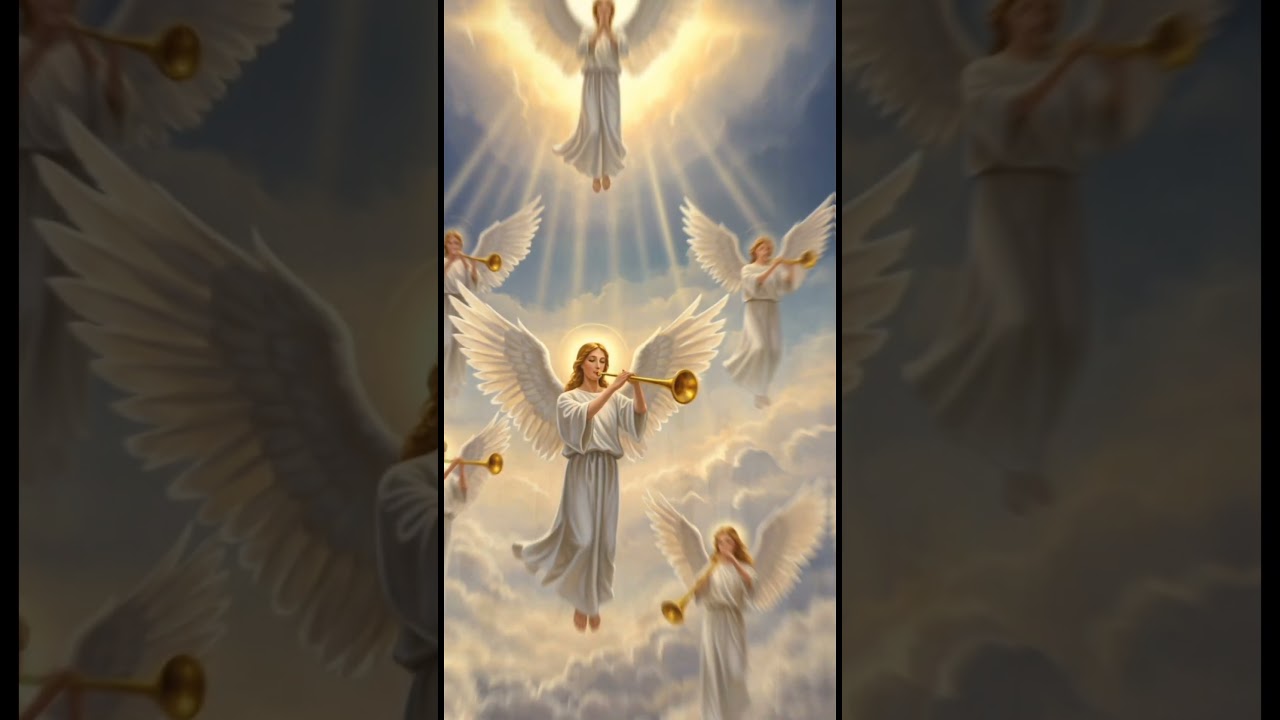 Angels with the blowing trumpet.