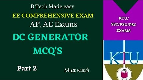 DC Generator MCQ Part 2/Important questions/ KPSC AP/ AE Exams/ KTU Comprehensive exam EET308🔥🔥