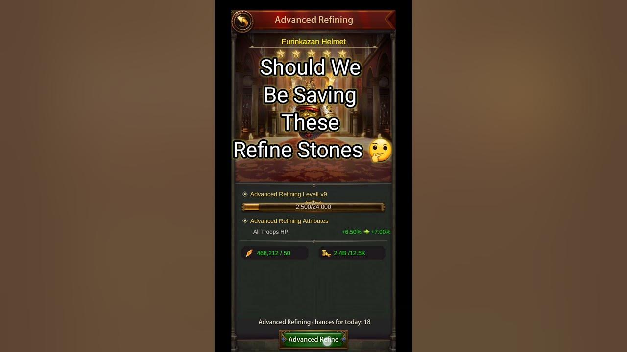 Evony what is maximum level of advanced refines cs answers evony