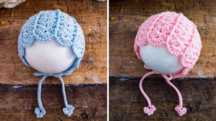 Easy Crochet Baby Bonnet  (Step by Step Tutorial for this Sweet Shell Stitch Hat!)