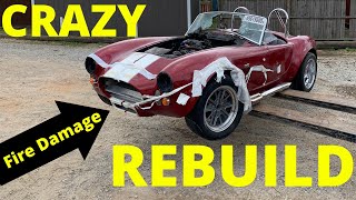 Rebuilding a FIRE DAMAGE 1965 Cobra Factory Five kit car  from copart